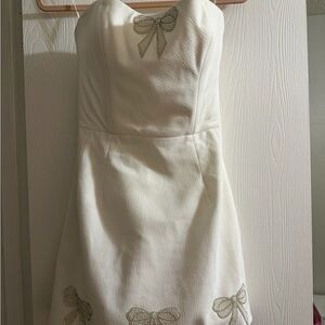 Helsi Elegant White Dress with Bow Accents